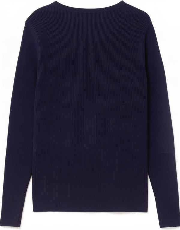 Suéter feminino Marks & Spencer com decote em V Reino Unido 14 médio azul marinho viscose