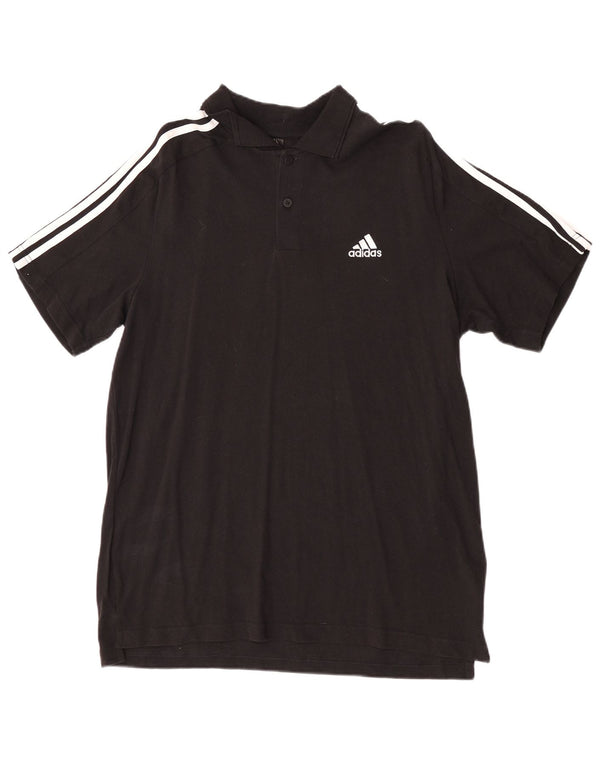 Camisa polo masculina Adidas grande algodão preto