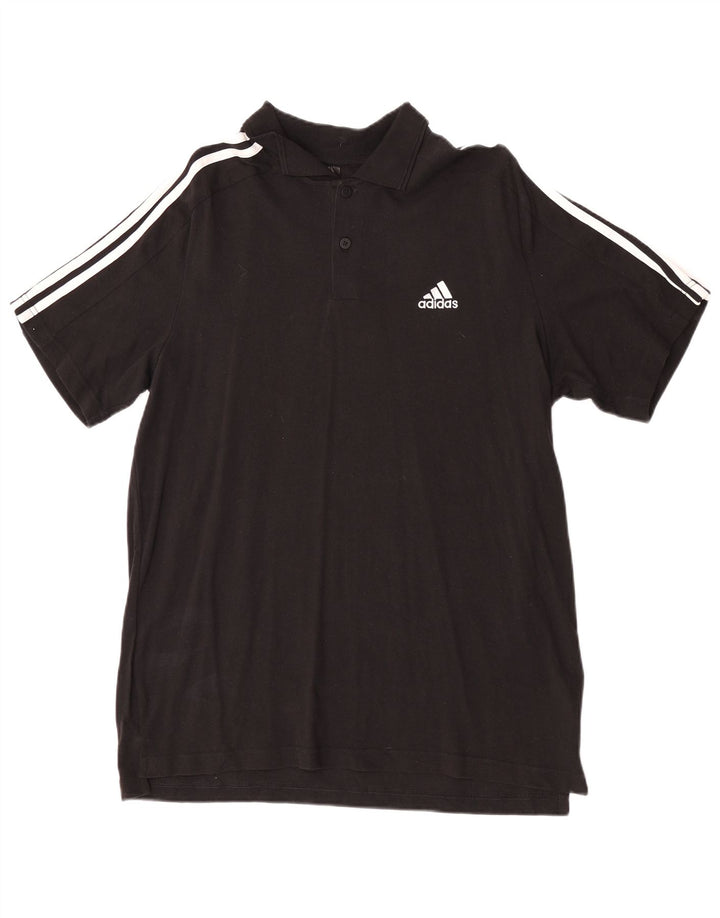 Camisa polo masculina Adidas grande algodão preto