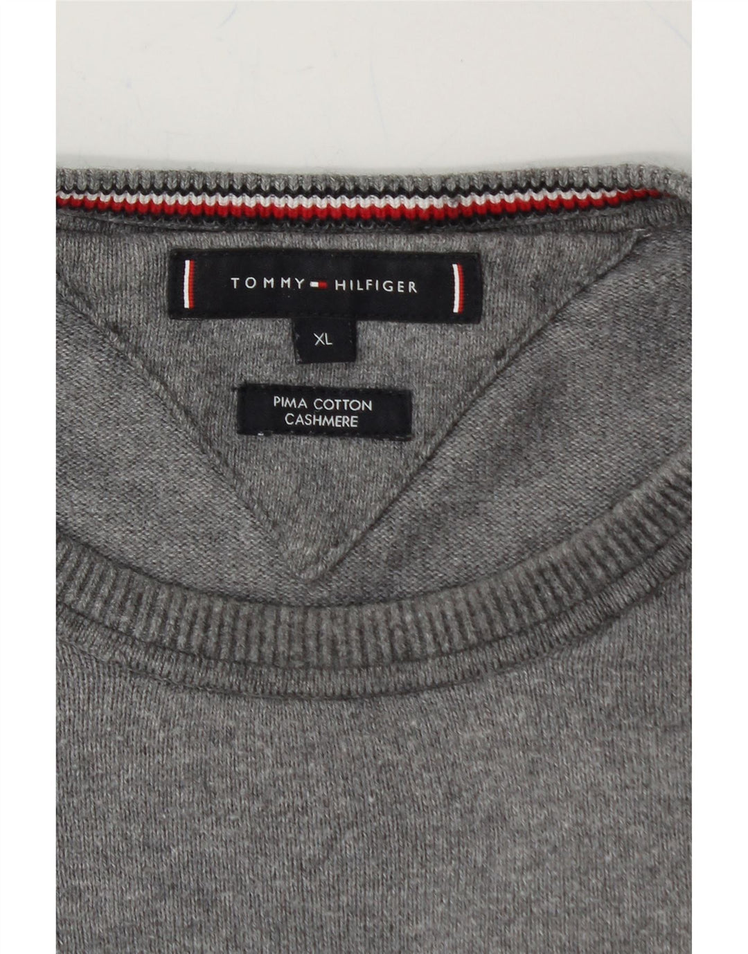 TOMMY HILFIGER Mens Crew Neck Jumper Sweater XL Grey Cotton Vintage Tommy Hilfiger and Second-Hand Tommy Hilfiger from Messina Hembry 
