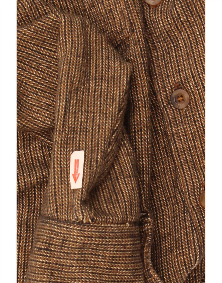 Camisa masculina de flanela Chaser tamanho 16 grande algodão listrado marrom