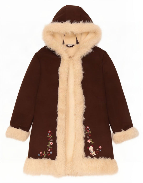 Sobretudo sherpa com capuz para meninas da Disneyland Paris 9-10 anos marrom floral