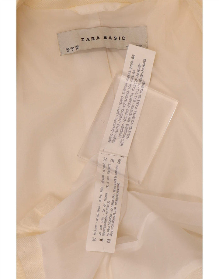 Jaqueta blazer feminina Zara com 1 botão Reino Unido 12 poliéster branco médio