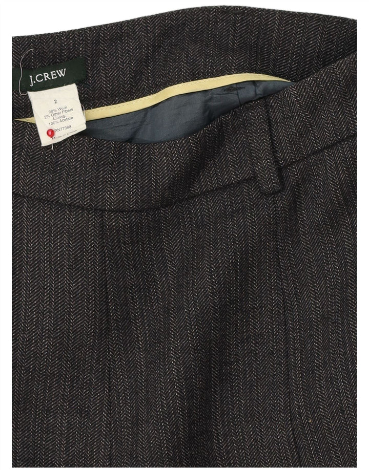 J. Crew Saia feminina linha A US 2 XS W28 lã espinha de peixe cinza