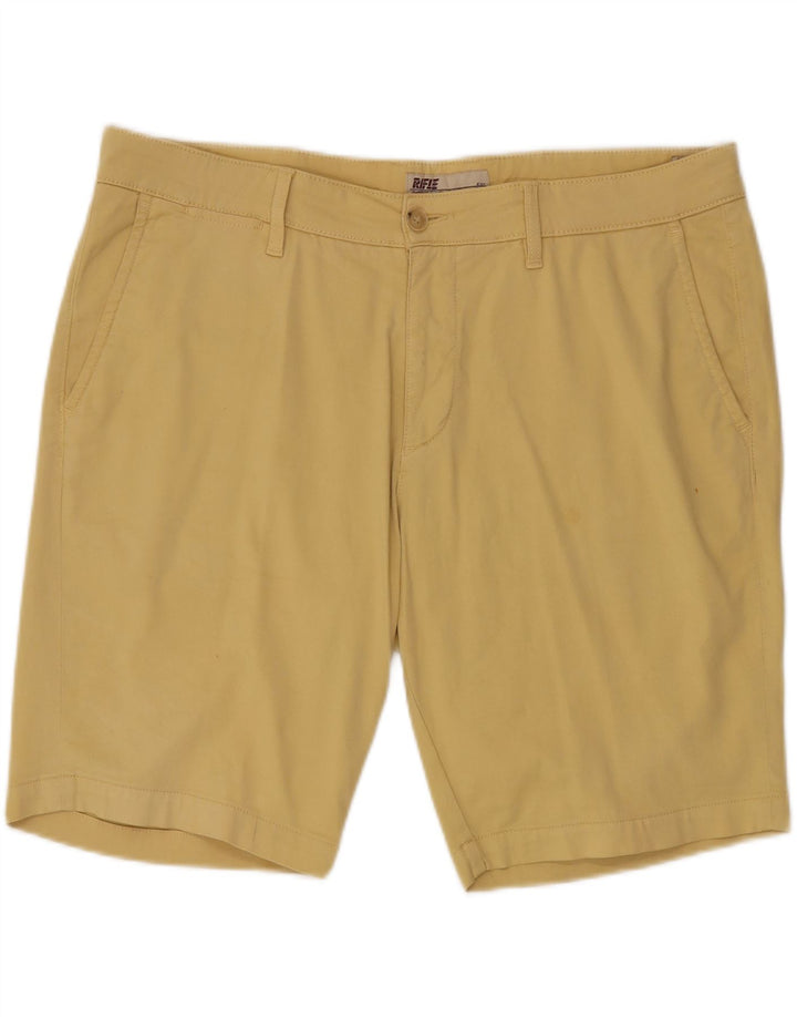 RIFLE Mens Chino Shorts W40 XL Algodão Amarelo