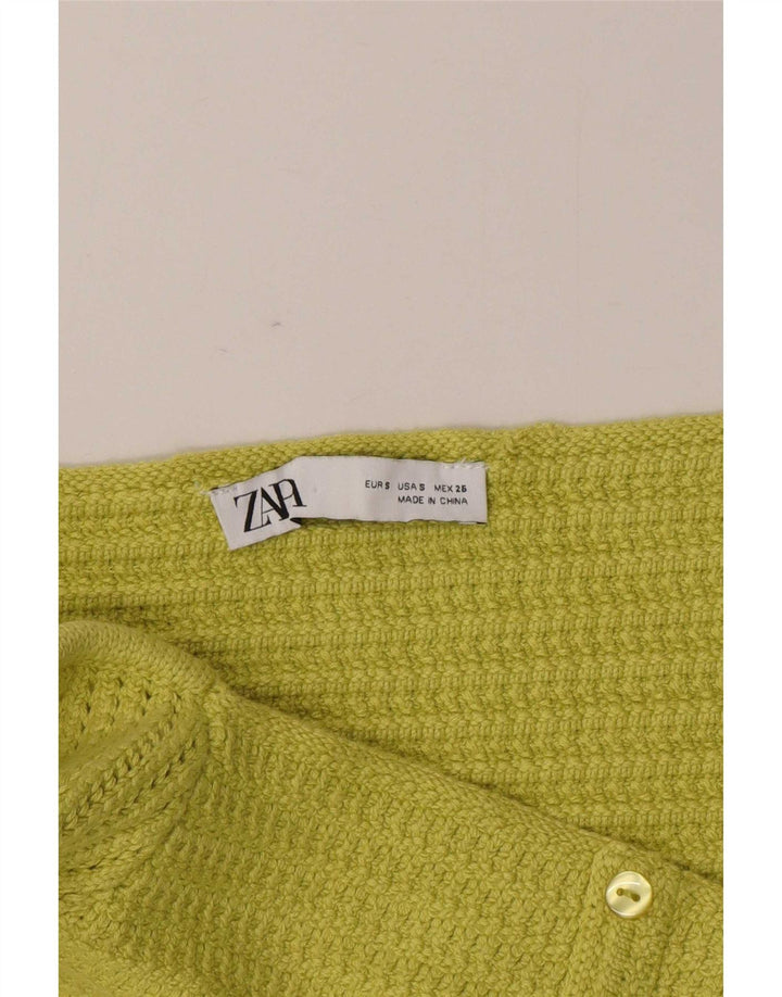 Zara Womens Knit Crop Top Reino Unido 8 Pequeno Verde