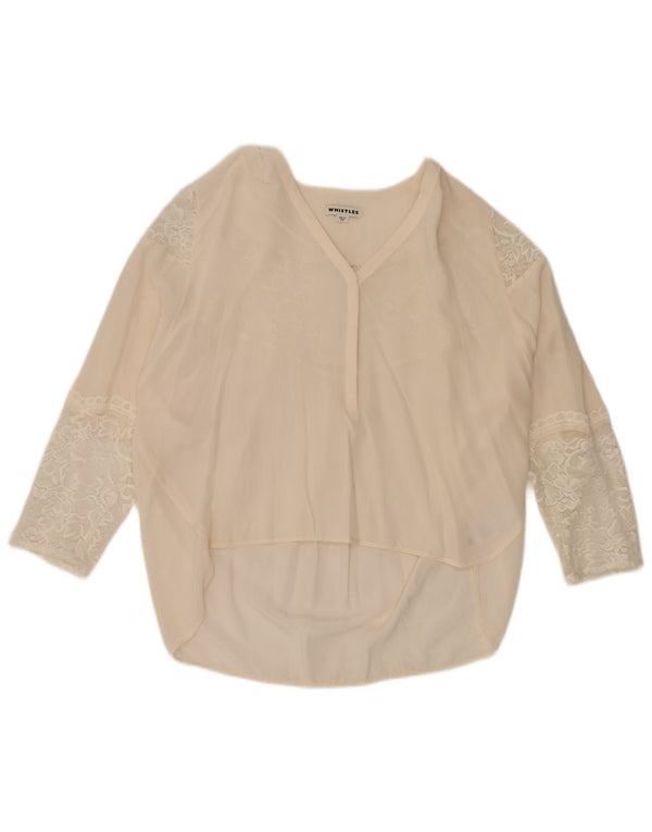 Blusa feminina de manga comprida Whistles UK 14 grande off white floral