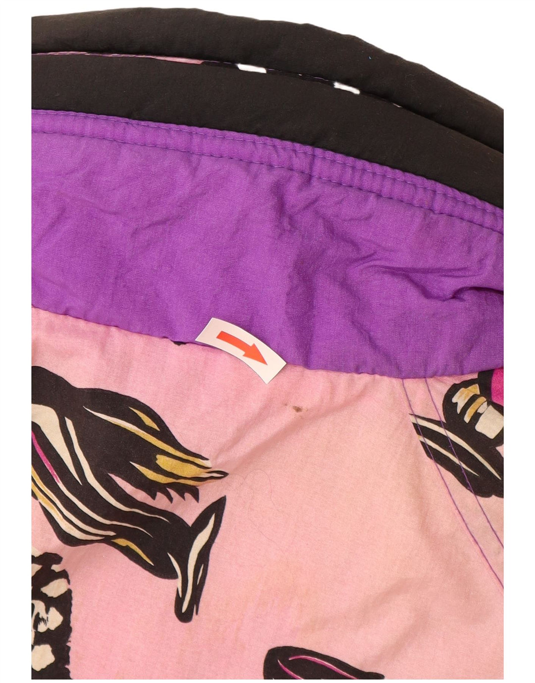 Jaqueta de esqui grande feminina Etirel UK 10 nylon geométrico roxo pequeno