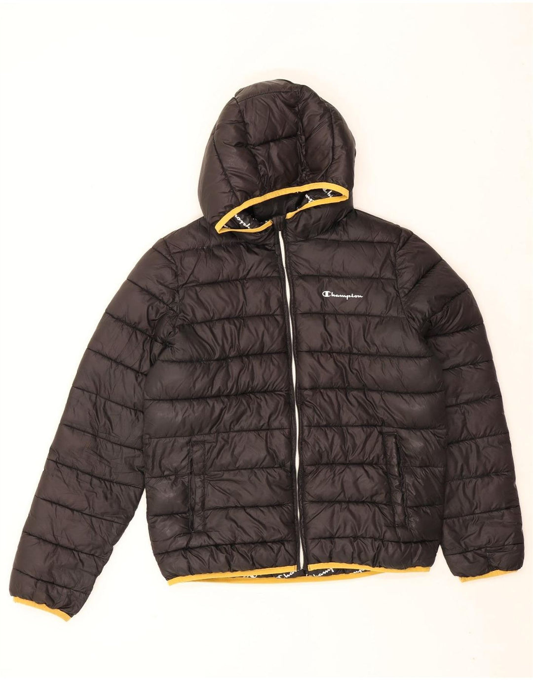 Jaqueta acolchoada com capuz para meninos Champion 15-16 anos 2XL poliéster preto