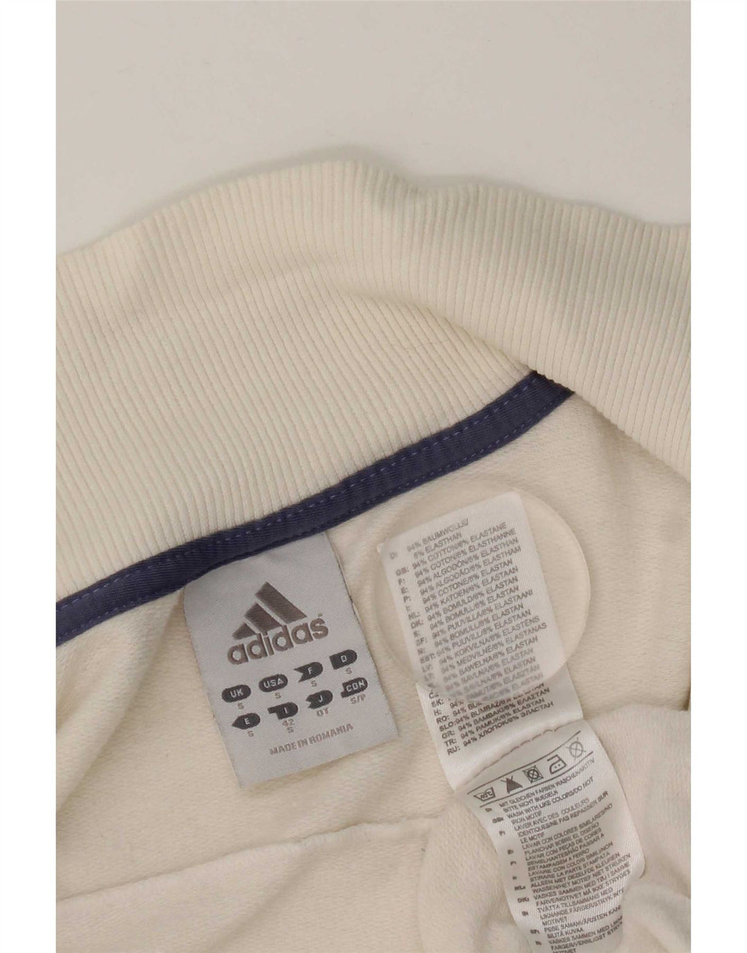 Adidas Womens Tracksuit Top Jacket Pequeno Algodão Branco