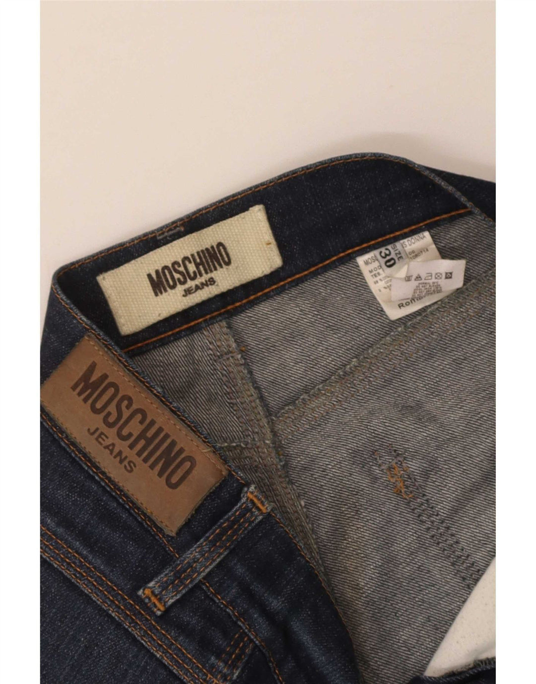 Jeans retos femininos Moschino W30 L30 algodão azul