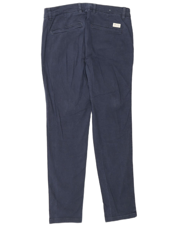 Zara Mens Slim Chino Calças EU 42 Grande W32 L29 Azul Marinho Algodão
