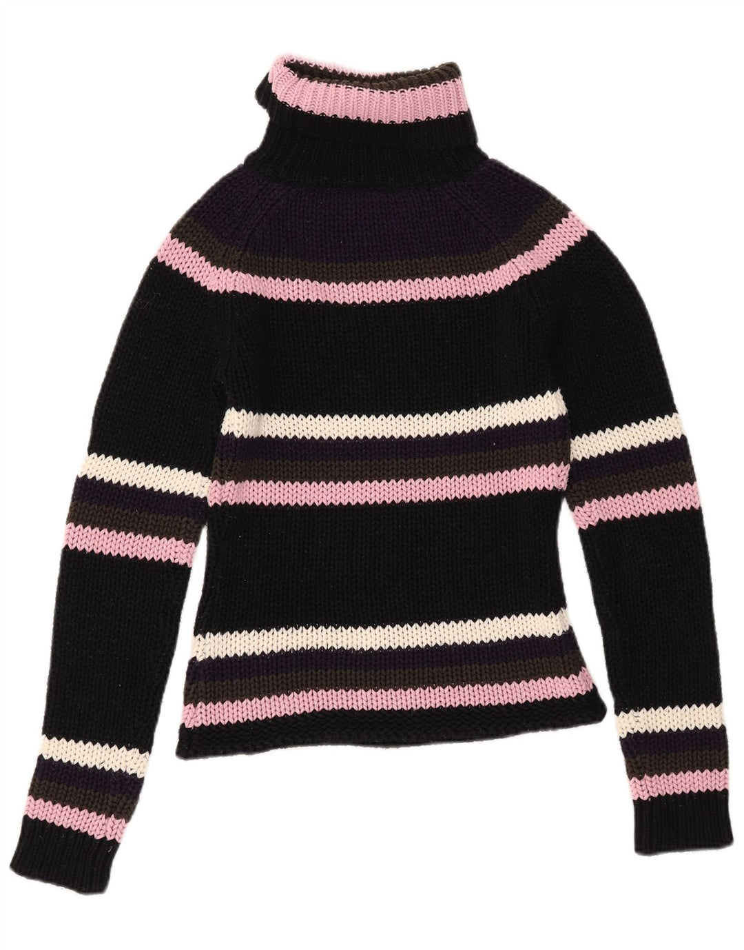 Suéter feminino Madonna com gola redonda e acrílico listrado preto médio Reino Unido 12