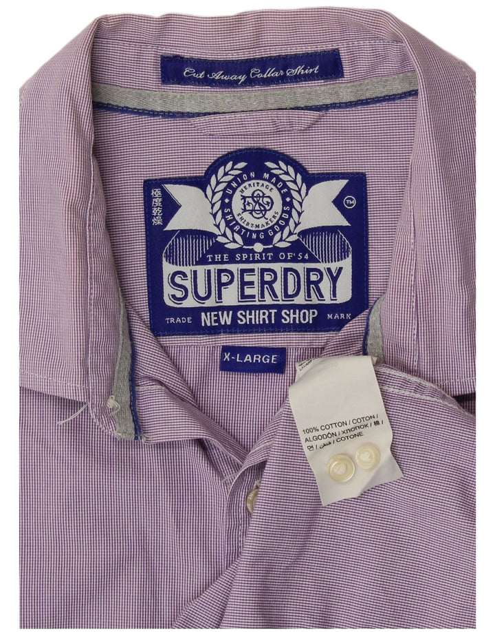 Camisa masculina SUPERDRY XL roxo algodão guingão
