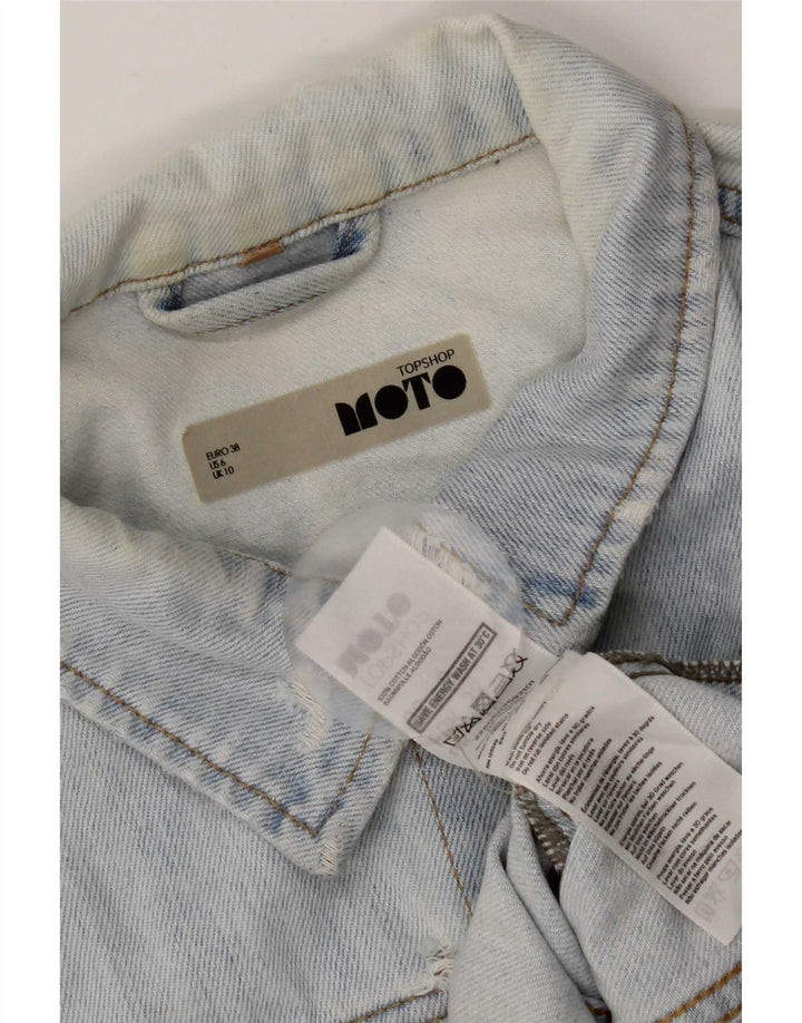 Jaqueta jeans feminina Topshop Reino Unido 10 algodão azul pequeno