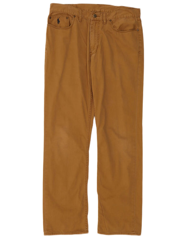 Polo Ralph Lauren Calça masculina reta casual W34 L32 algodão bege