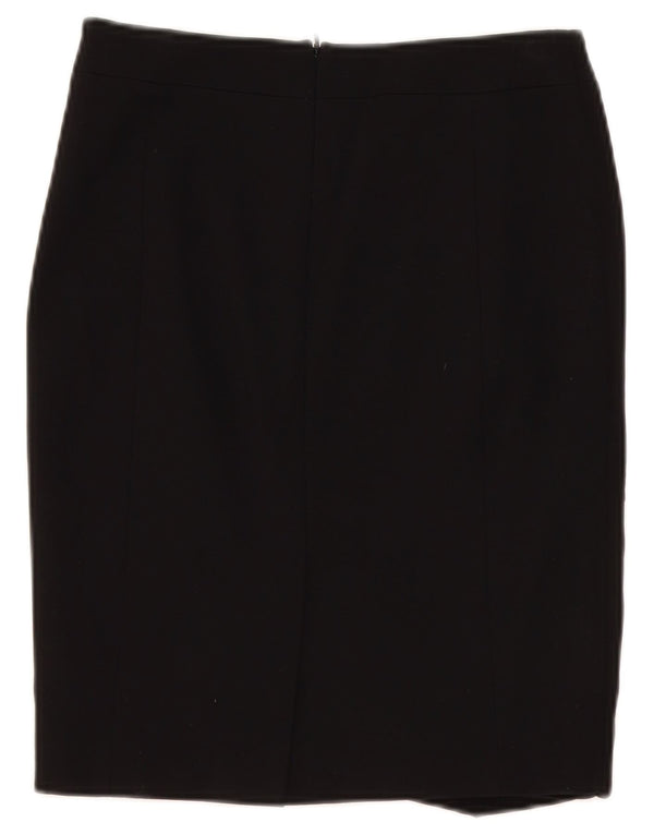 Saia lápis feminina Karen Millen UK 10 pequena W28 preta colorblock viscose
