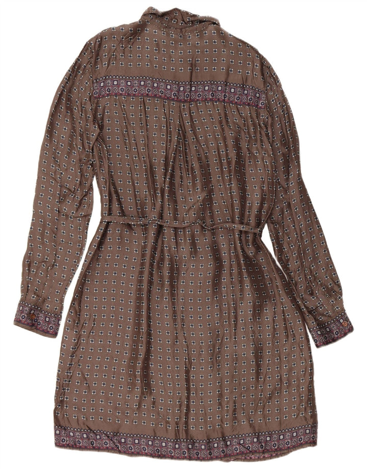 Vestido feminino Woolrich de manga comprida com bainha UK 14 cinza médio geométrico