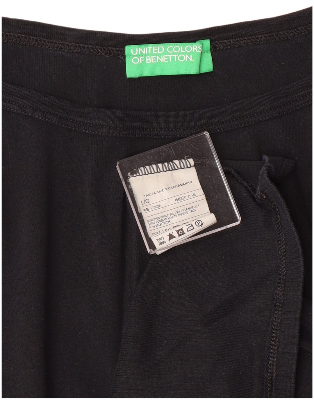 Top feminino BENETTON manga 3/4 Reino Unido 14 grande algodão preto