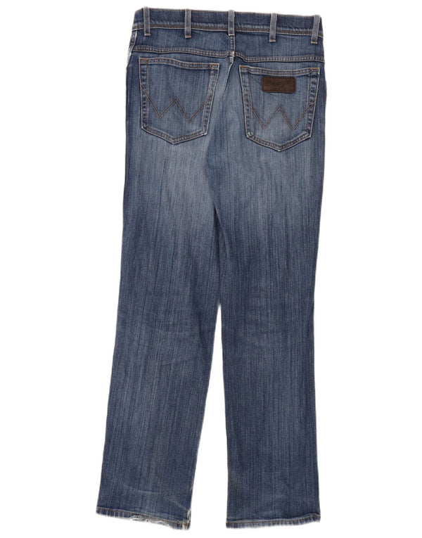 Calça jeans feminina Wrangler Texas Stretch Distressed Straight W32 L32 Azul Algodão