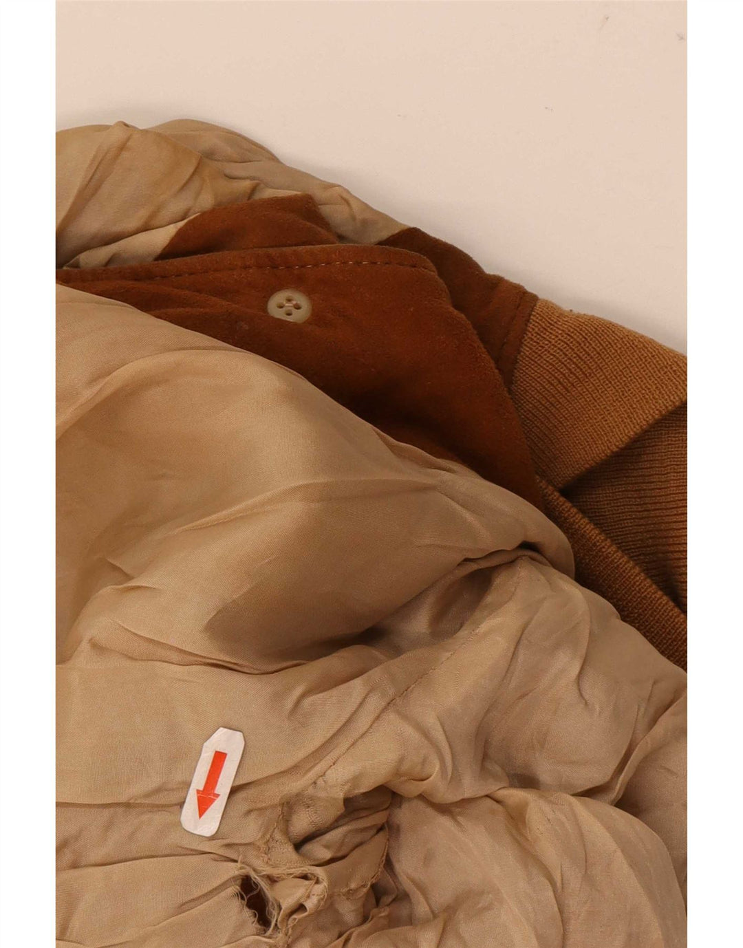 Jaqueta bomber masculina vintage de camurça UK 38 bege médio
