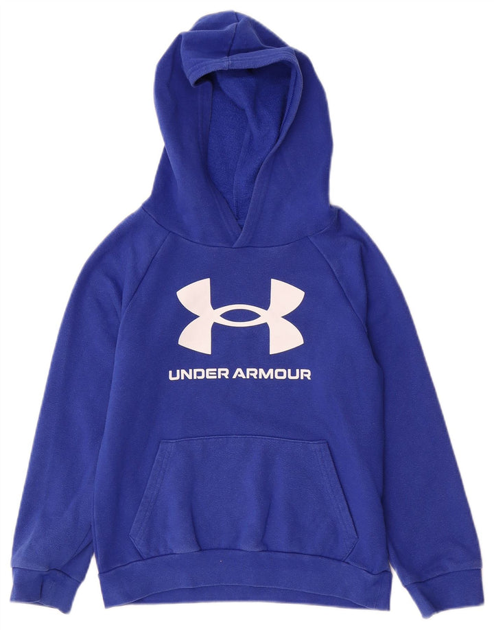 Suéter com capuz gráfico UNDER ARMOUR Boys 7-8 anos pequeno algodão azul