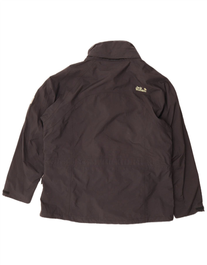 Jaqueta de chuva grande Jack Wolfskin feminina UK 18/20 XL preta poliamida