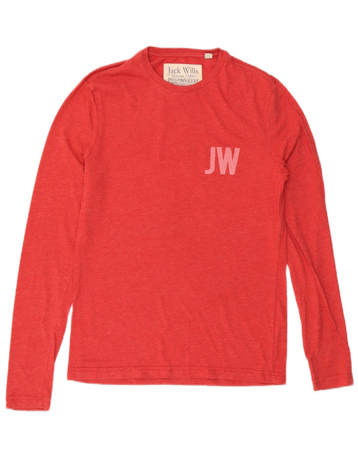 JACK WILLS Top gráfico masculino manga comprida pequeno algodão vermelho