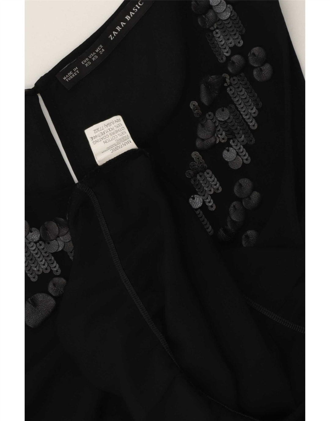 Blusa feminina sem mangas Zara Top UK 6 XS preto poliéster