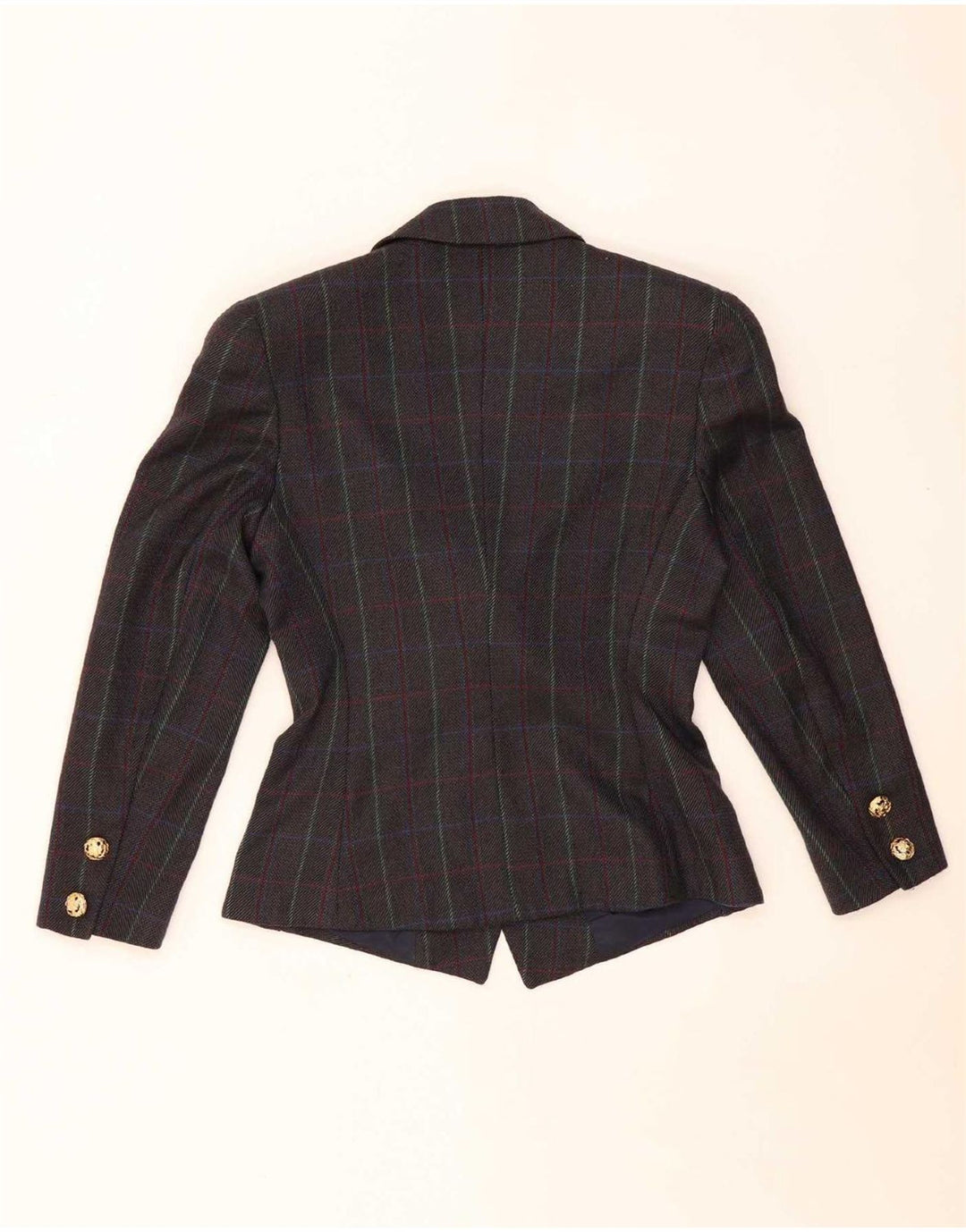 Conjunto de saia feminina vintage de 2 peças IT 42 médio W26 xadrez marrom