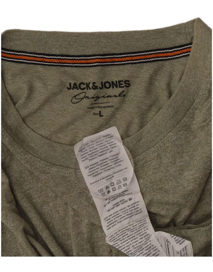 Camiseta masculina Jack & Jones grande algodão cáqui