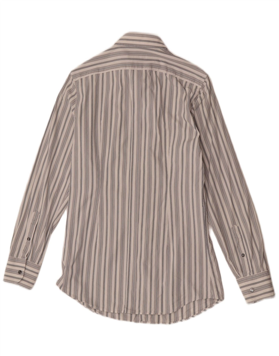 Camisa masculina Dolce & Gabbana tamanho 39 15 1/2 algodão listrado branco médio