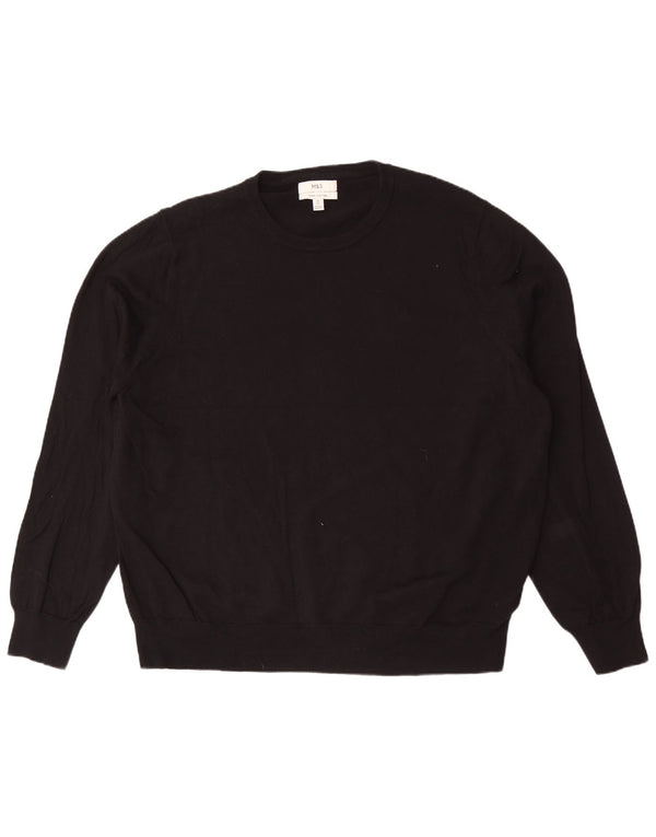 Suéter masculino Marks & Spencer com gola redonda 3XL algodão preto