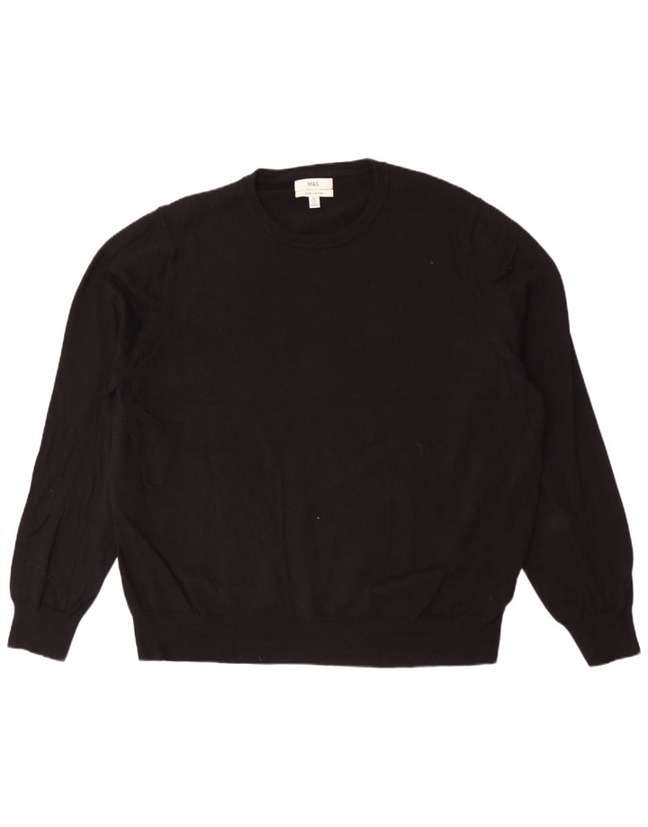 Suéter masculino Marks & Spencer com gola redonda 3XL algodão preto