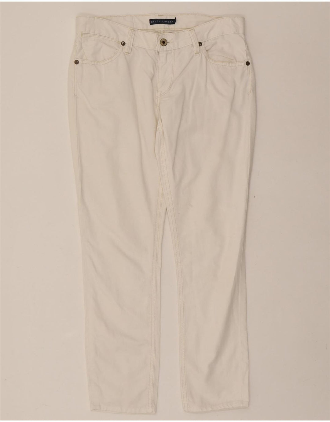 RALPH LAUREN Womens Slim Jeans W27 L26 White Cotton Vintage Ralph Lauren and Second-Hand Ralph Lauren from Messina Hembry 