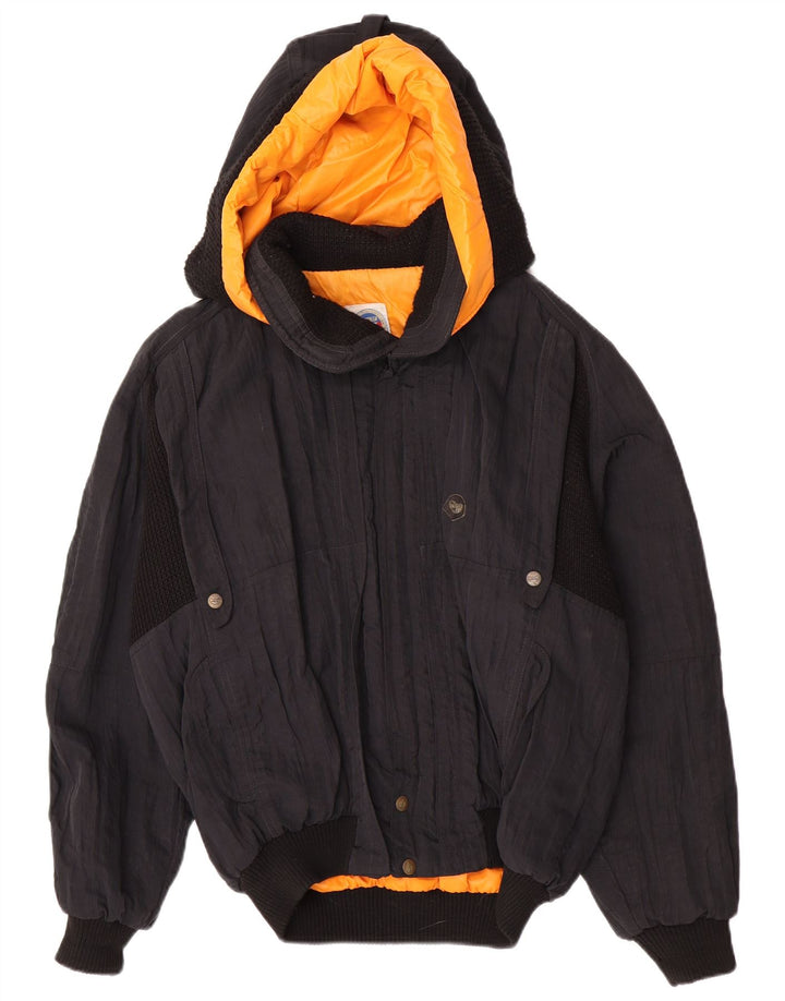 Jaqueta bomber masculina com capuz POP 84 UK 40 grande poliamida preta Colourblock