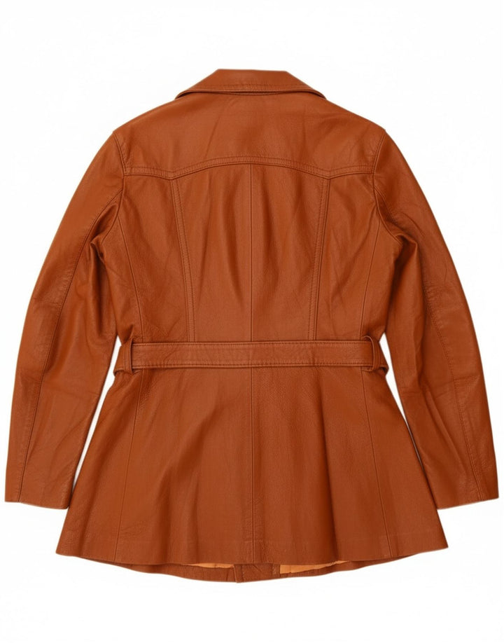 Jaqueta de couro feminina vintage Reino Unido 14 couro marrom médio