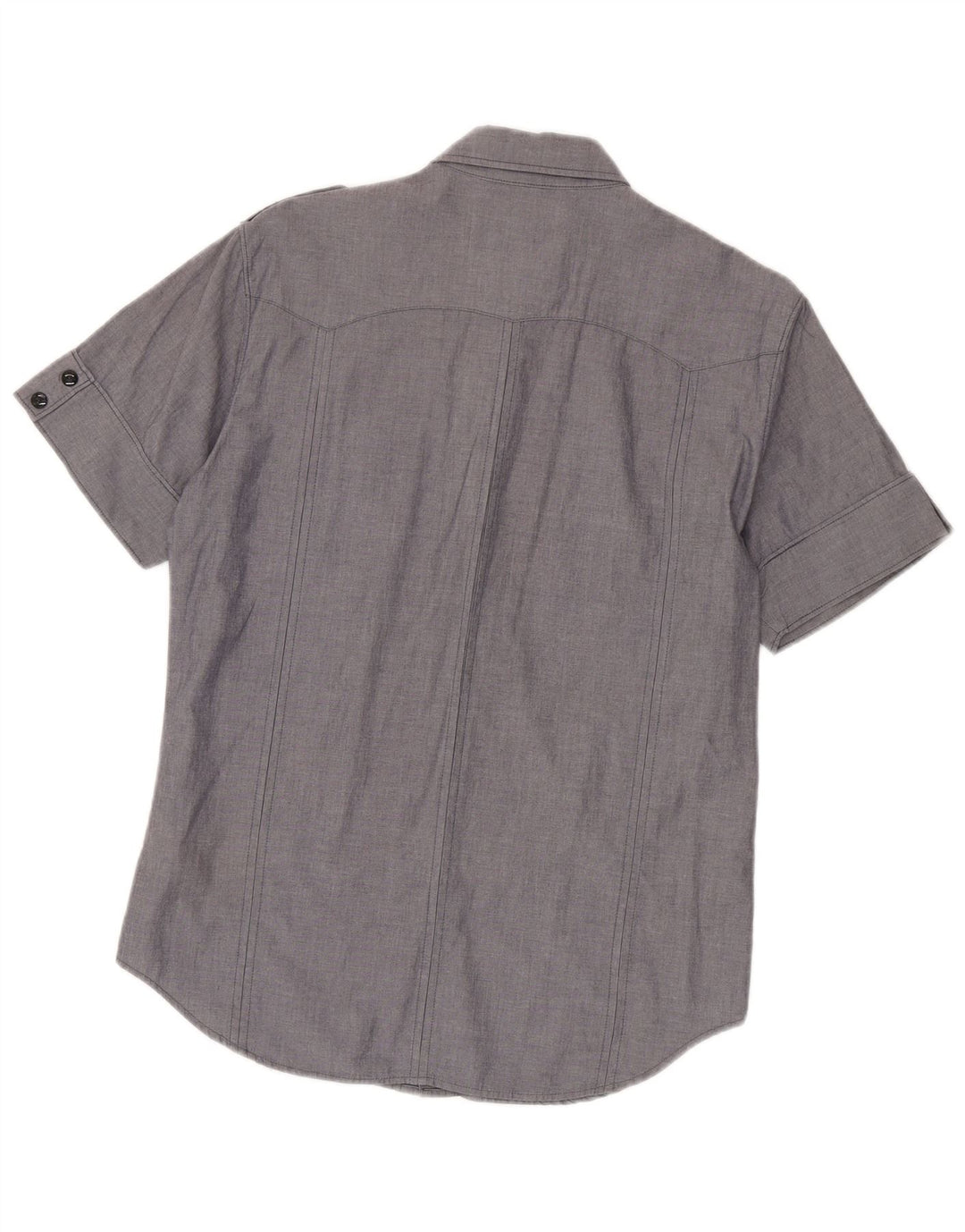 Camisa militar masculina de manga curta G-Star algodão cinza médio