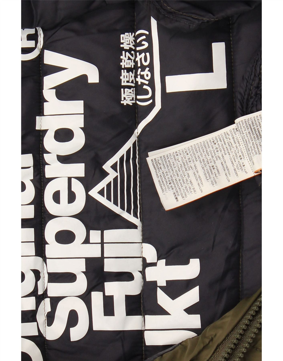 Jaqueta acolchoada com capuz feminina SUPERDRY Reino Unido 16 grande nylon cáqui