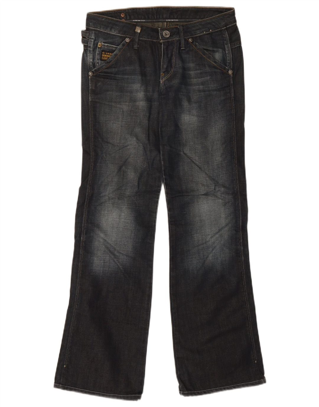 Calça jeans feminina G-Star Bootcut W25 L29 azul marinho algodão colorblock