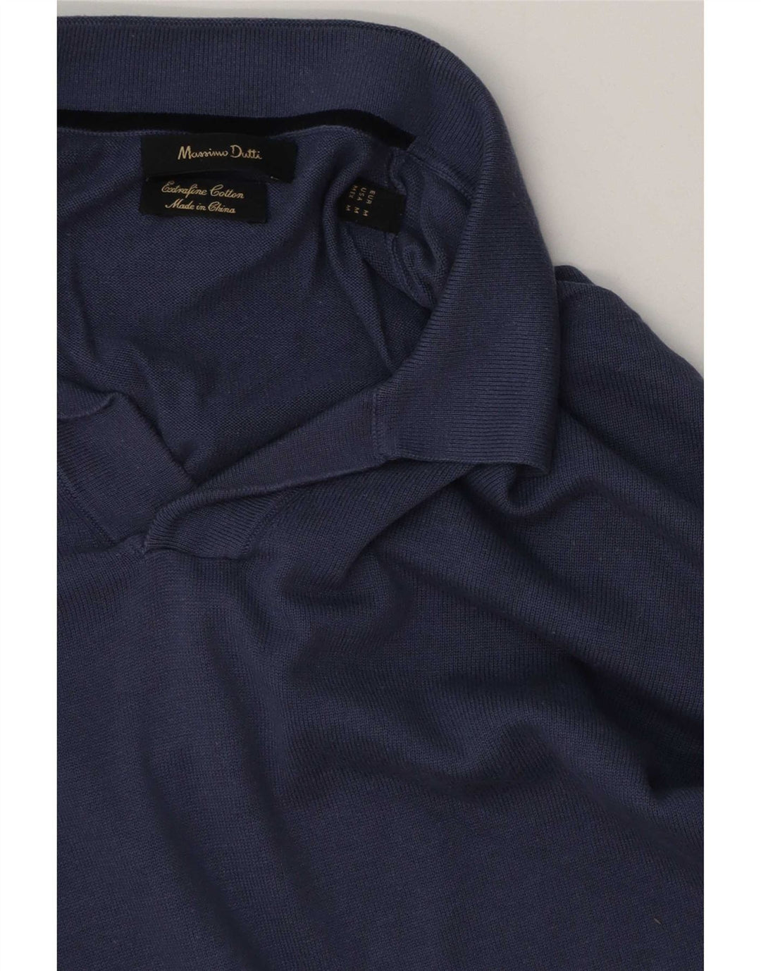 Suéter masculino Massimo Dutti com gola polo e bloco colorido médio azul marinho