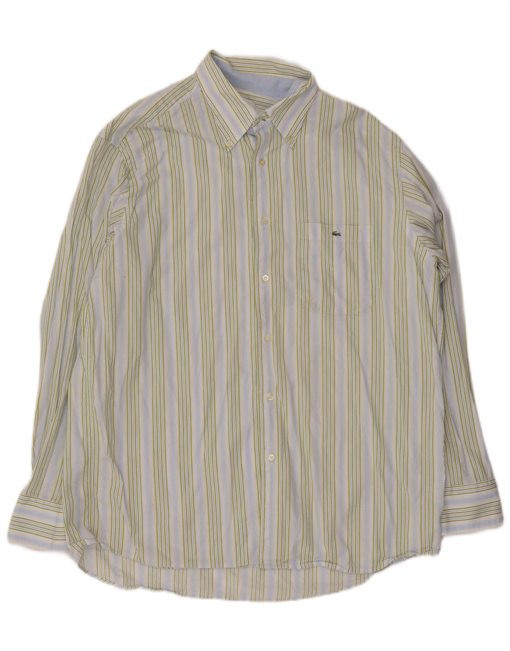 Camisa masculina Lacoste tamanho 44 XL algodão listrado azul