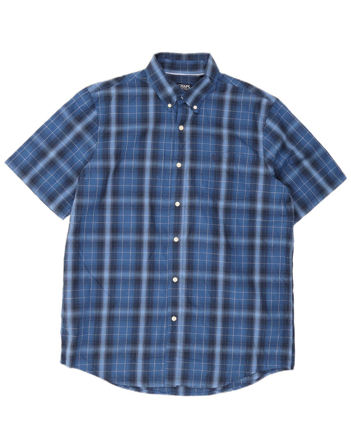 Camisa masculina de manga curta Chaps grande algodão xadrez azul marinho