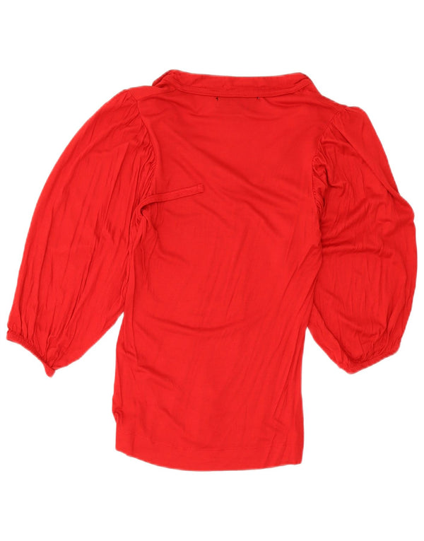 Zara blusa feminina manga 3/4 top UK 8 pequena vermelha