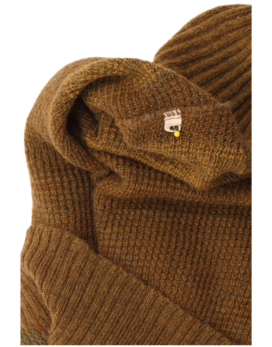 Suéter masculino vintage com gola xale IT 48 médio cáqui geométrico
