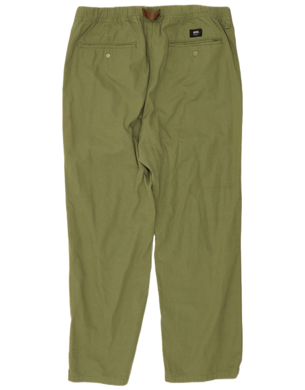 Calças Vans Mens Straight Chino XL W38 L30 Verde Algodão