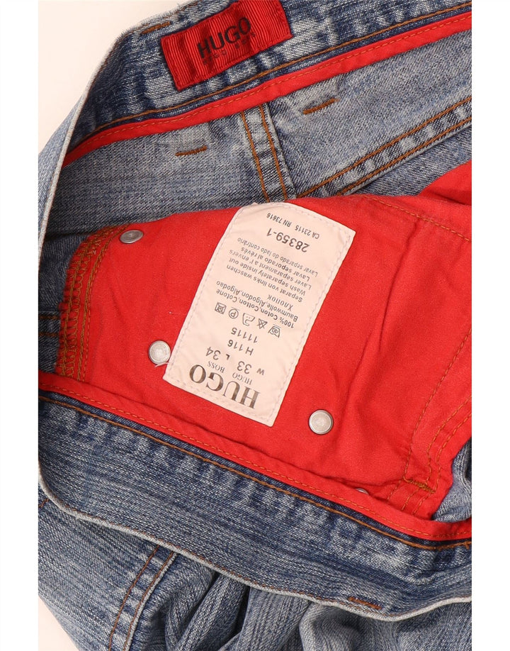 HUGO BOSS Masculino Bootcut Jeans W34 L30 Azul Algodão