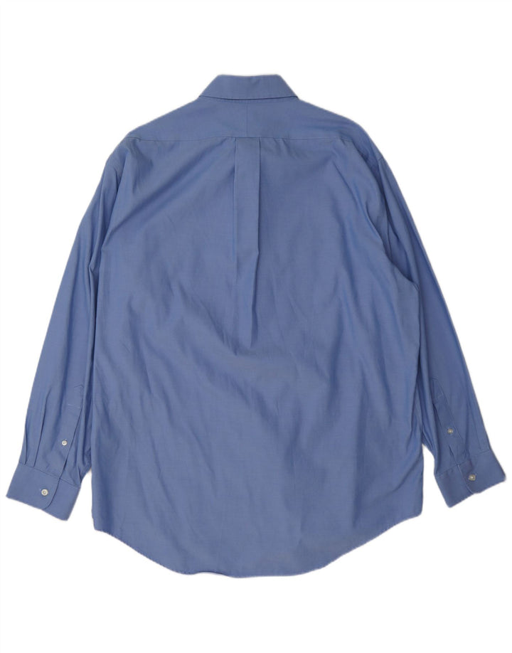 Camisa masculina Lands End tamanho 17 43 XL algodão azul