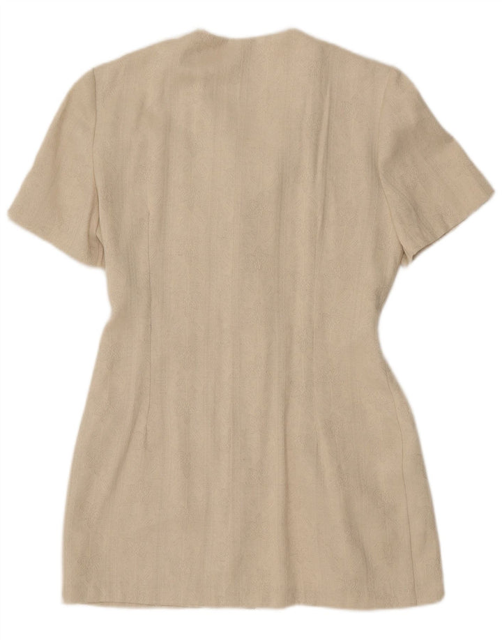 Jaqueta blazer longa feminina vintage de manga curta Reino Unido 8 pequena bege clássica