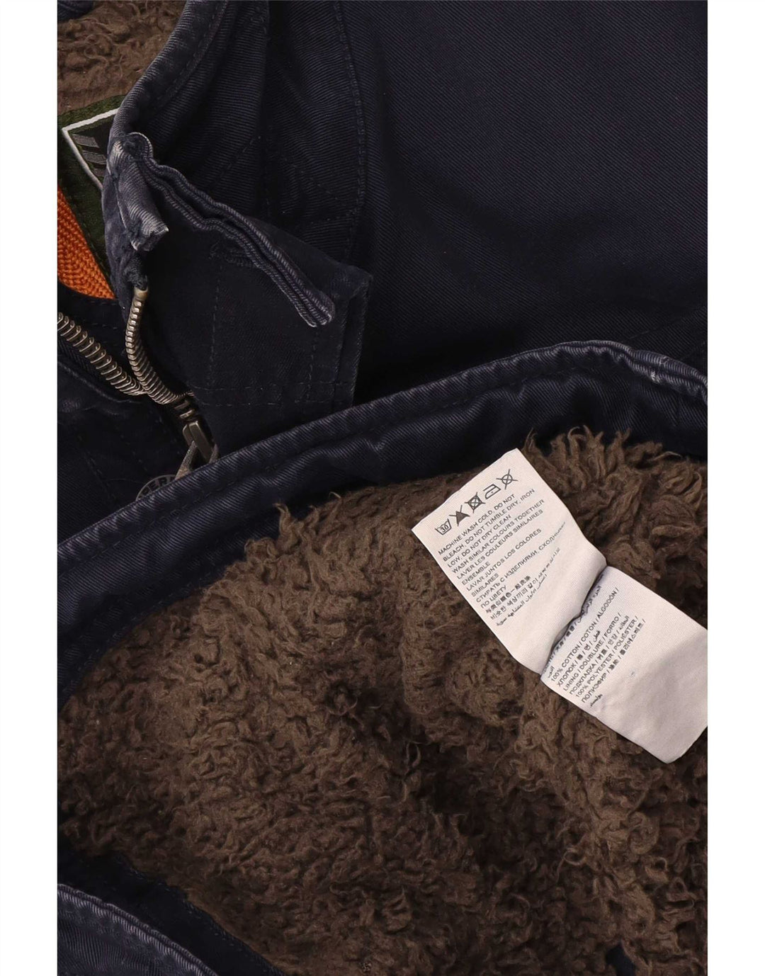 Jaqueta utilitária masculina Superdry Sherpa Reino Unido 38 algodão azul marinho médio
